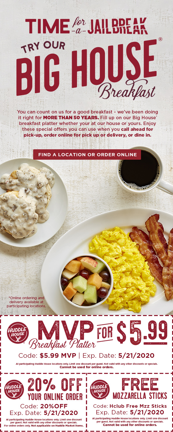 Huddle House Coupons And Discounts
